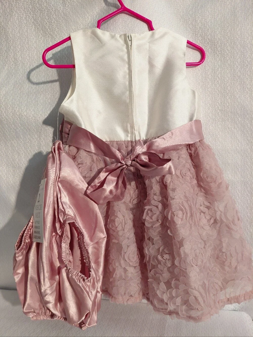 Rare Editions Girls Two Piece 24M White & Blush Pink Floral Party Dress with Bow